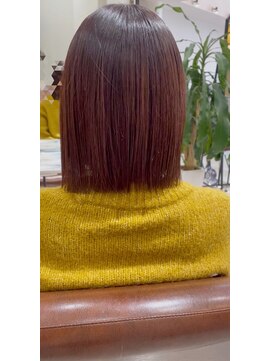 アルファ(Hair Salon alpha) 【大人可愛い×艶感】切りっぱなしボブ×ピンクブラウン　メテオ