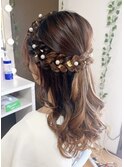 編み込みハーフアップ【横浜/ヘアセット/ヘアメイク】