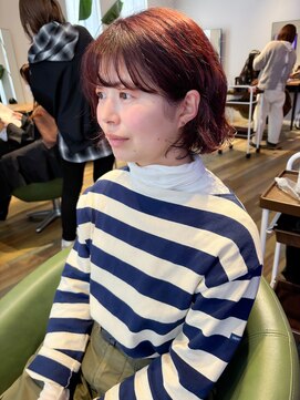 ヘアースパリゾート リアン 燕三条店(Lien) ボブパーマ_レッドブラウン_