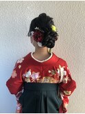 袴 波ウェーブ 大きな ゆるふわ 編み込み シニヨン ヘアアレンジ
