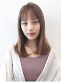 マロンベージュ似合わせカットフェミニンロング_8001