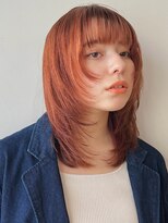 ガーデン 銀座(GARDEN)&nbsp;顔まわりレイヤー/くびれヘア/イメチェン/アプリコットオレンジ
