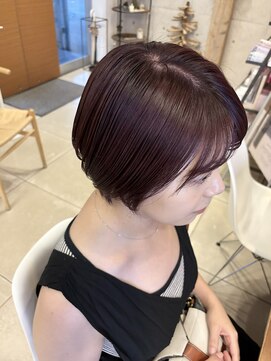 アチーブ ヘア デザイン(achieve hair design) カシスブラウンくびれショートボブニュアンスカラー艶カラー