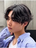 渋谷緩めシャドウパーマスパイラルパーマメンズマッシュウルフ