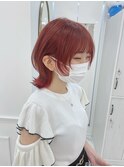 【ブリーチ1回】ウルフボブ+チェリーレッド+裾カラー*Lilme*