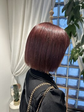 ロンドアジュール 横浜(Lond azur) ボブ×Wカラーで作るワインレッド