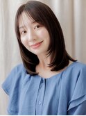顔周りレイヤーカット艶感ストレートミディアムZ浦和30代40代