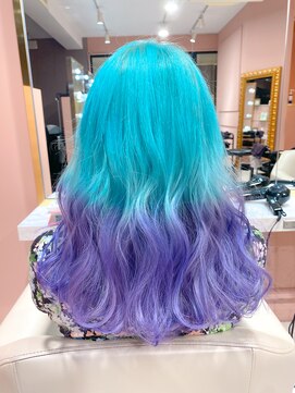 グラデーションカラー/水色カラー/パープルカラー/派手髪カラー