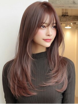 モモ(momo) ロング韓国ヘア美髪前髪カットおくれ毛_m0001