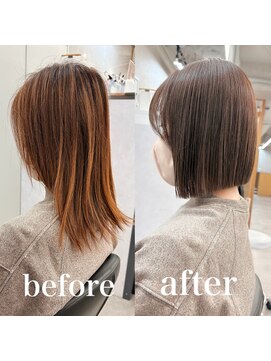 ヘアサロン ドットプラス 町田店(dot. plus) ぱつっとボブ/ピンクベージュ/アンブレラカラー/前髪/町田