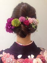 編み込み 着物ヘアセット