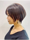 丸みショート_クールショートピンクベージュボブルフ_ba309242
