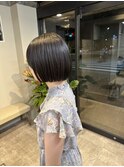 切りっぱなしボブ／縮毛矯正
