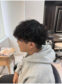波巻きパーマ　サーフカール　王道マッシュ　メンズパーマ　眉毛