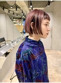 bibito color ミニボブ　インナーカラー　くすみピンク