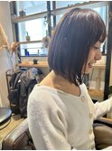 愛され切りっぱなしボブ　髪質改善　韓国風斜めバンク　ミニボブ