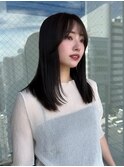 暗髪黒髪イメチェンレイヤーストレートミディアムヘア小顔前髪