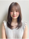セミロング　レイヤーカット　顔周り　透明感カラー　20代30代