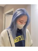 14225ブリーチ＆ダブルカラーネイビーブルーカラーレイヤーボブ