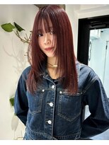 ヨーク(YOKE)&nbsp;ワインレッド暖色カラーレイヤーカットフェイスレイヤー