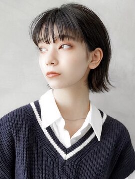 ギークス(GEEKS) 【GEEKS渋谷】くびれボブ/黒髪/前髪あり/就活ヘア/耳かけボブ/艶