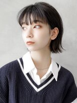 ギークス(GEEKS) 【GEEKS渋谷】くびれボブ/黒髪/前髪あり/就活ヘア/耳かけボブ/艶