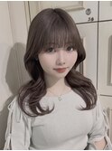 韓国風ミディ/くびれスタイル/レイヤーカット/透明感カラー