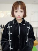 オレンジブラウンカラー×切りっぱなしミニボブ