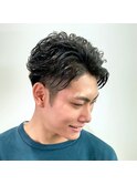 メンズカット×スリークショート×マッシュウルフ×かき上げヘア