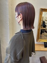 ゴーシェン 津田沼本店(Goshen)&nbsp;オレンジレッド×切りっぱなしボブ