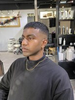 ハイライト マッシュパーマ ウルフ アッシュブラック