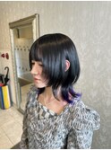 ウルフカットインナーカラーパープルレイヤーカット10代20代