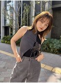 中川　前髪カット顔まわり似合わせ外ハネくびれレイヤーミディ