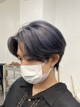 バイフィフス 原宿/表参道(by fifth) 韓国メンズハイトーンカラー青みグレージュセンターパート