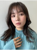 ミディアムボブ/面長/前髪あり/絶壁解消/30代/40代/50代/くびれ