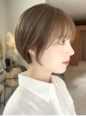 ショートパーマ銀座メガネ女子丸みショート大人可愛い小顔カット