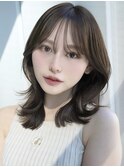 ラベンダーブラウンくびれヘアモテ髪オフィスヘア美髪