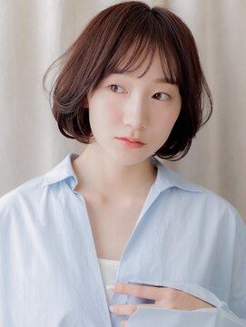 カバーヘア ブリス 上尾西口店(COVER HAIR bliss) ココアブラウン立体感ニュアンスパーマAラインボブY上尾30代40代