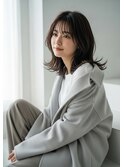 ミディアムヘアー/チャコールグレー/白髪染め/髪質改善/越谷