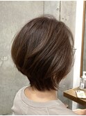 大人ショートボブひし形シルエット似合わせカット