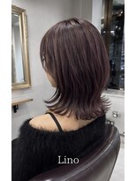 髪質改善Lino hair/縮毛矯正/白髪ぼかし/ハイライト/メンズカット【リノヘア】 外ハネくびれボブ×シークレットハイライト/艶感ピンク