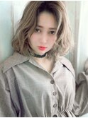 空気感×バイヤレージュ☆ふわふわハーフ顔シースルーボブ♪