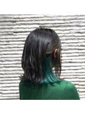 インナーカラー/10代/20代/グリーン/外ハネ