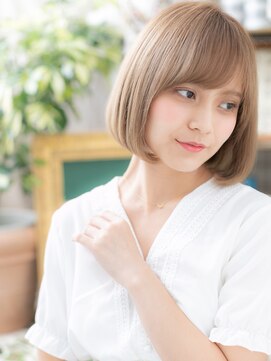 カバーヘア イヴ 戸頭店(COVER HAIR EVE) 斜めバング×シアーベージュ小顔前下がりボブc5戸頭10代20代30代