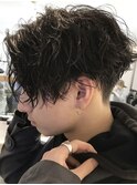 ツイストスパイラルパーマセンターパート波巻きスパイラルパーマ
