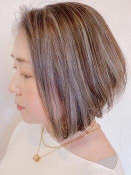 ヘアーデザイン ヴィフ(HAIR DESIGN vif)の写真/明るく立体感のある白髪染めなら“バレイヤージュ”がお勧め！透明感のある柔らかな色合いに仕上がります♪