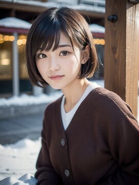 ブロッサム 東中野店 20代30代透明感暗髪アッシュブルーグレージュ丸みボブ