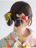 【ツインお団子ヘアアレンジ】ボブミディアム成人式振袖卒業式袴
