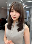 ブリーチなし/髪質改善/スモーキーブラウン/ダークブラウン/前髪