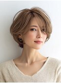 白髪ぼかし脱白髪染め似合わせショートボブ40代50代60代